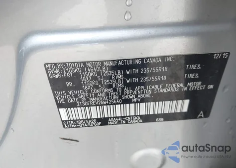 2016 Toyota Rav4 Limited from USA, damaged, VIN 2T3DFREV2GW425640